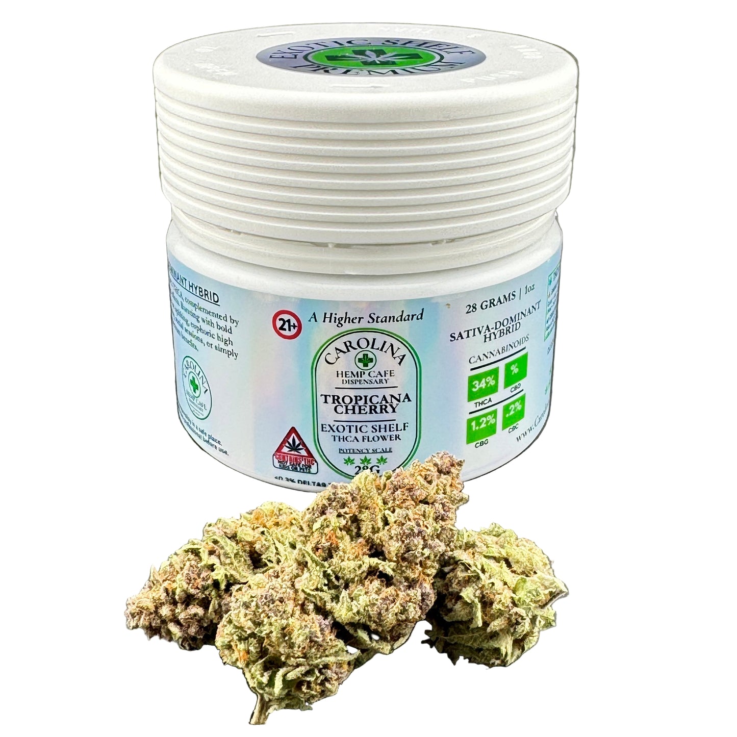 Tropicana Cherry THCA Flower – 34% THCA, 1.2% CBG, 0.2% CBC | Sativa Hybrid | Exotic Shelf Collection