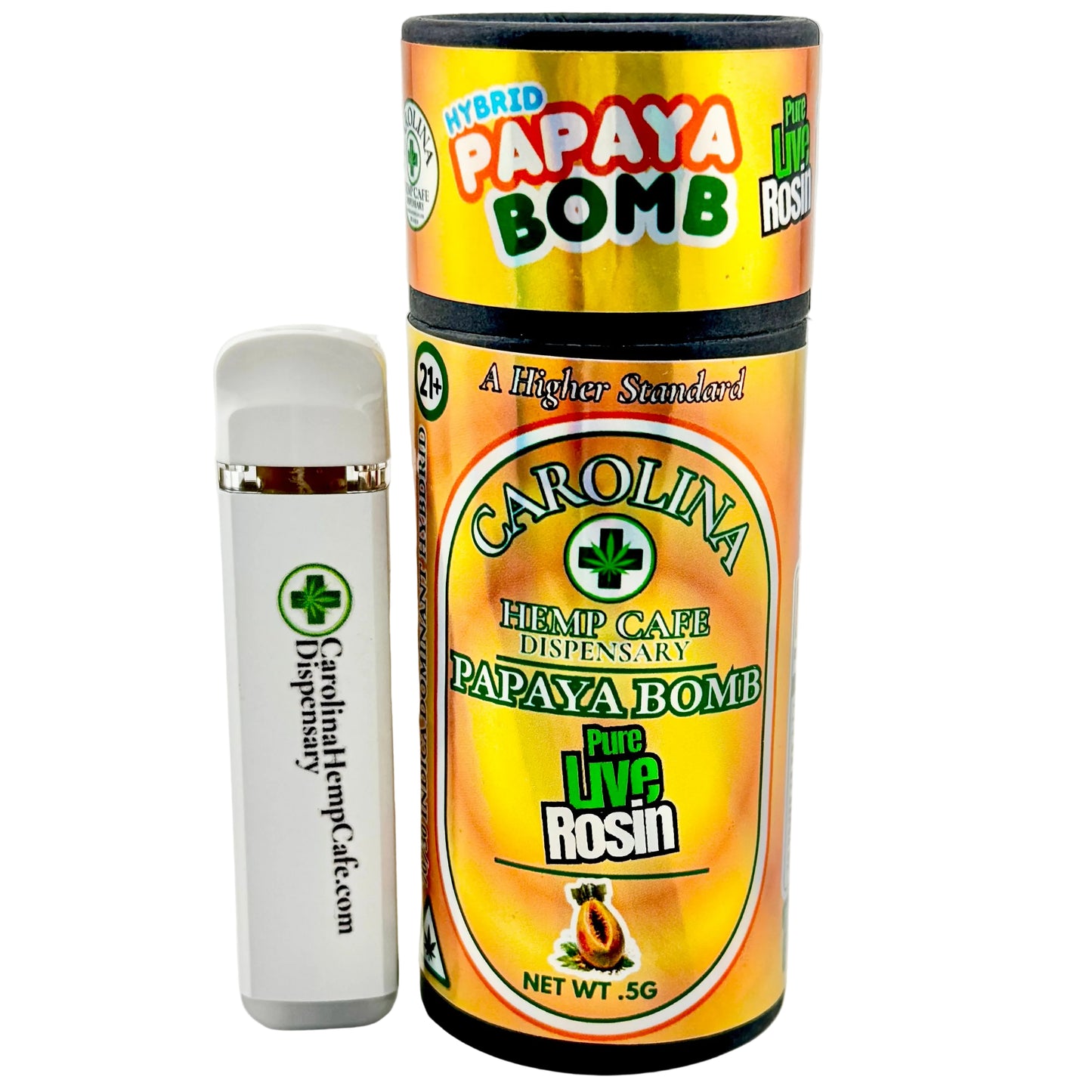 Carolina Hemp Cafe Papaya Bomb product packaging on a white background
