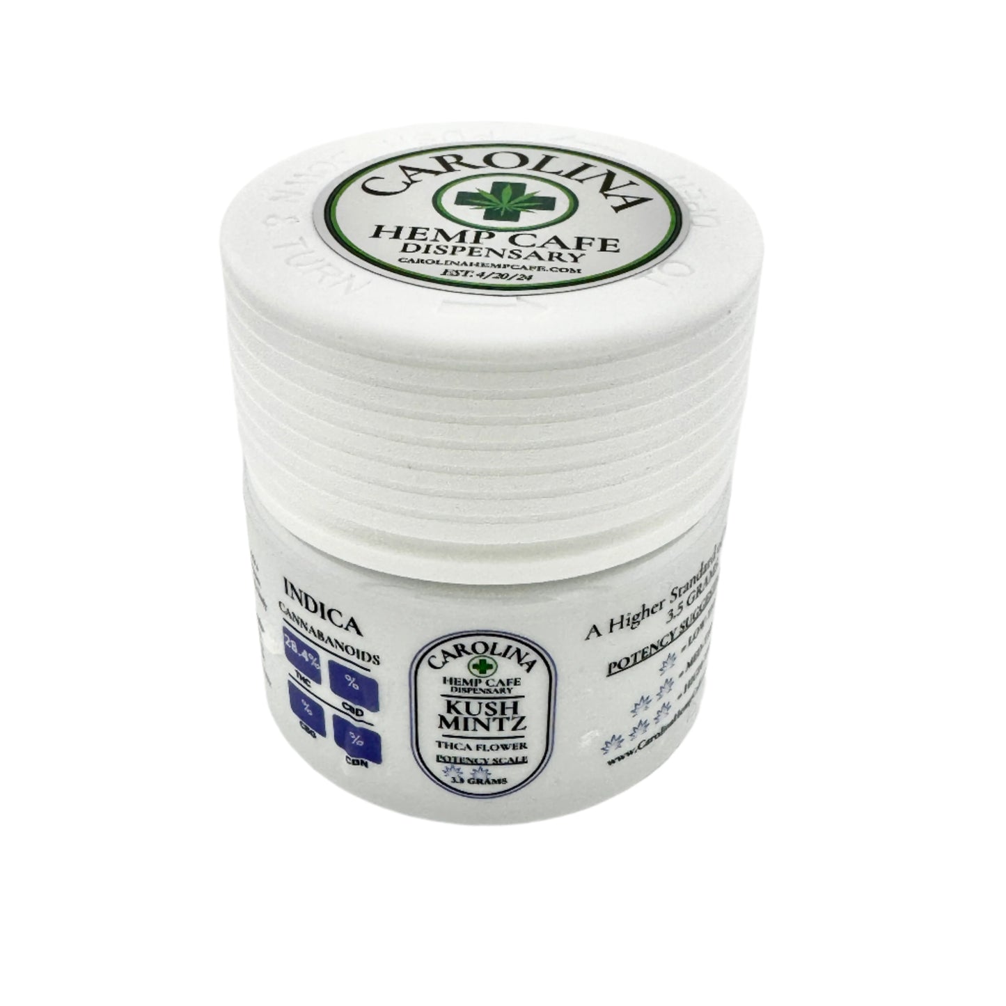Kush Mintz 28.4% THCA Flower, Indoor-Grown, Carolina Hemp Cafe