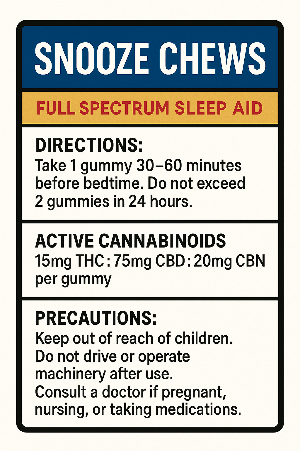 Snooze Chews, Full Spectrum Sleep Aid, 15:75:20 THC:CBD:CBN