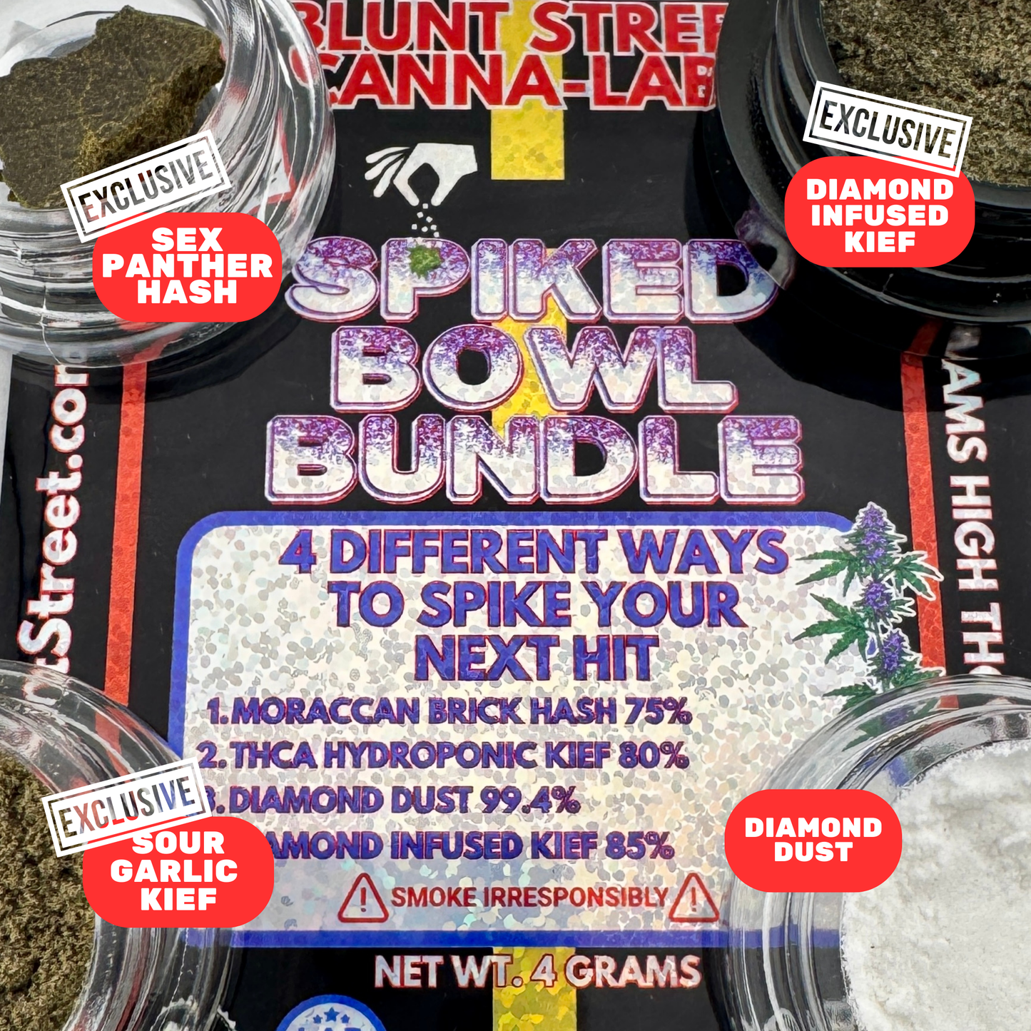 Spiked Bowl Bundle – 4 Premium THCA Toppers (3 Exclusives!)