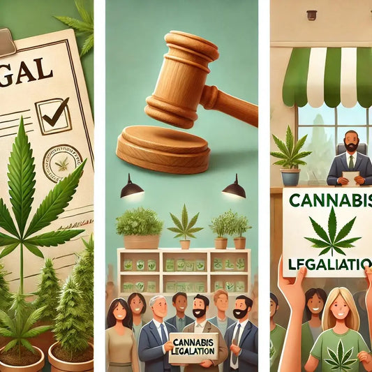 Cannabis legalization signs and people advocating