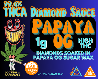 THCA Diamond Sauce - Papaya OG: Blunt Street’s Tropical Gem