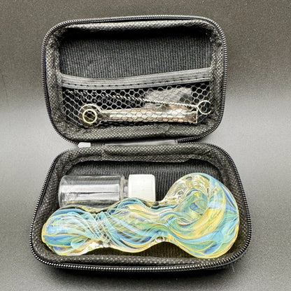 4" Tobacco Smoking Glass Pipe Collectible Handmade Pipes with Case Blunt Street