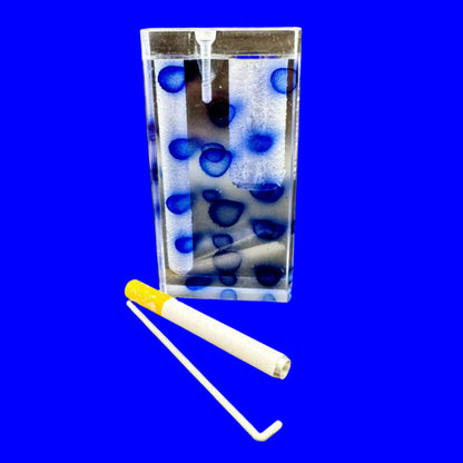 Blue Acrylic Dugout Stash Box, 2-3" One Hitter Pipe/Poker Tobacco Smoke Set USA Blunt Street