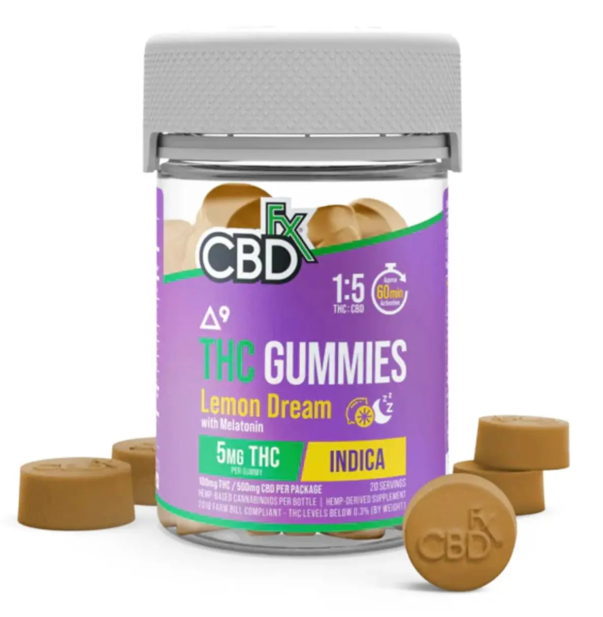 SLEEP Delta 9 THC + CBD + Melatonin Gummies Indica - Lemon Dream Gummy Edible by CBDfx CBDfx