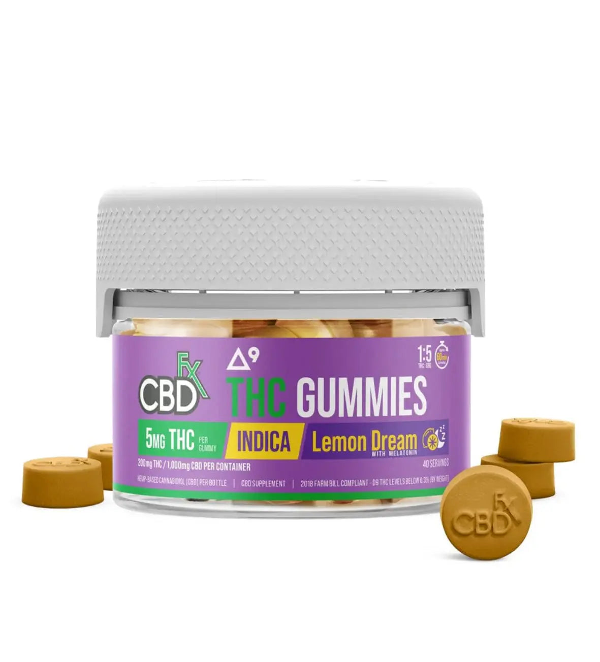 SLEEP Delta 9 THC + CBD + Melatonin Gummies Indica - Lemon Dream Gummy Edible by CBDfx CBDfx