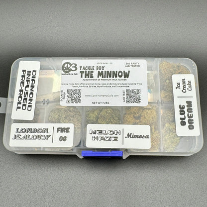 "THE MINNOW" Tackle Box - An Assortment of THCa Flower and A Diamond Pre-Roll Carolina Hemp Cafe