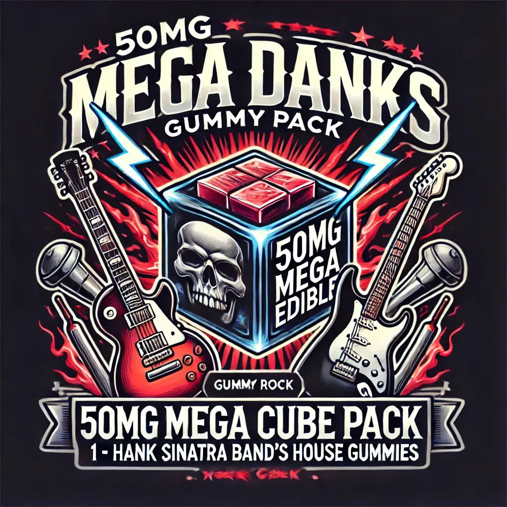 50MG Mega Danks Gummy Pack: 1 - 50mg Mega Cube Edible, Hank Sinatra Band's House Gummies Dank Sinatra