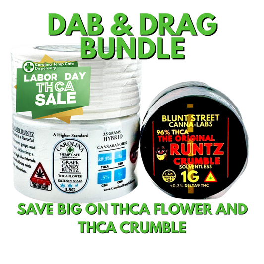 Labor Day THCA Sale: Dab and Drag Bundle | 1g 96% Runtz Crumble + 3.5g Grape Candy Runtz Flower 35% OFF