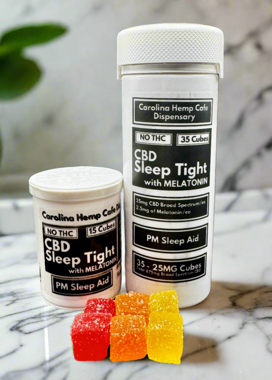 CBD Sleep Tight with Melatonin - Sleep Aid Cubes (No THC) by Carolina Hemp Cafe