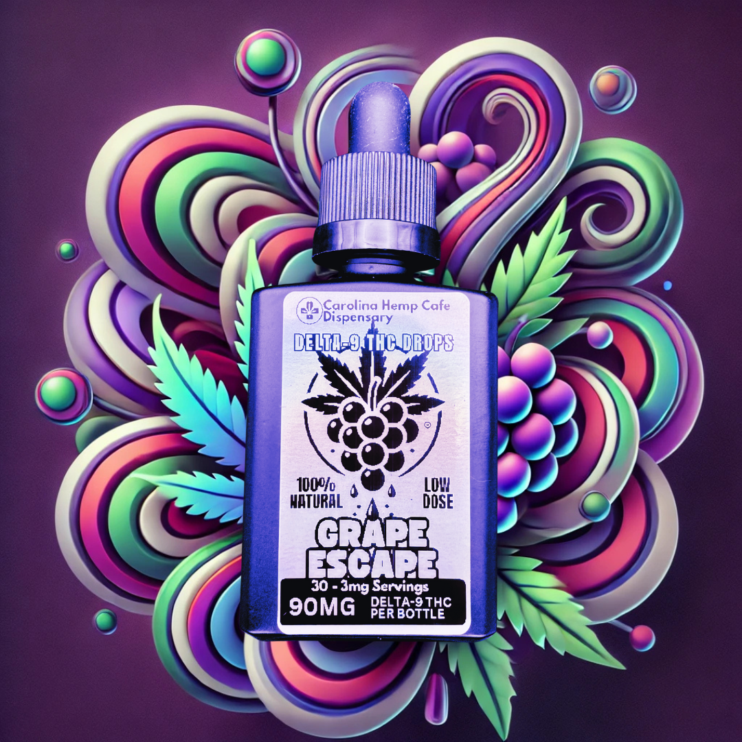 THC Drops - Grape Escape: Full Spectrum Low Dose, 3mg Delta-9 THC per Serving, 90mg Total