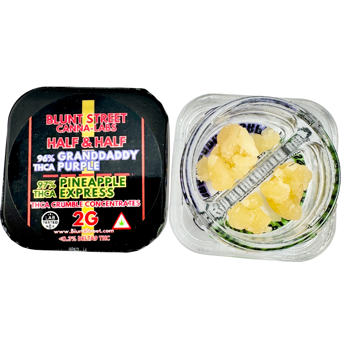 2G HALF & HALF THCA Crumble and Live Resin – 2 Strain Concentrate Combo | Blunt Street