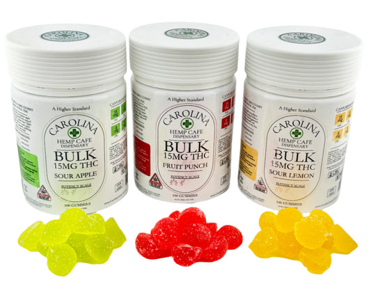 Bulk 15mg Delta-9 THC Gummies – Sour Apple, Sour Lemon, Fruit Punch