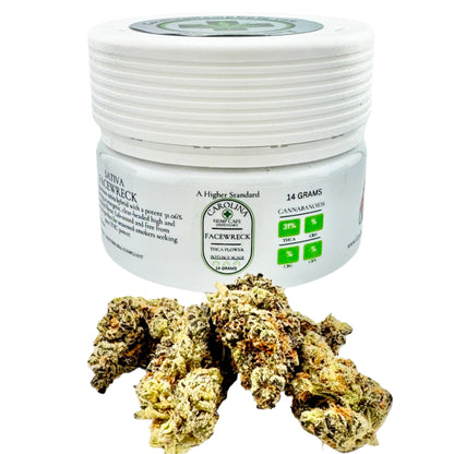 Facewreck – 31.06% THCa Sativa Hybrid Premium Flower