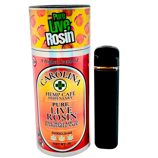 Disposable vape device with a colorful label on a gray background