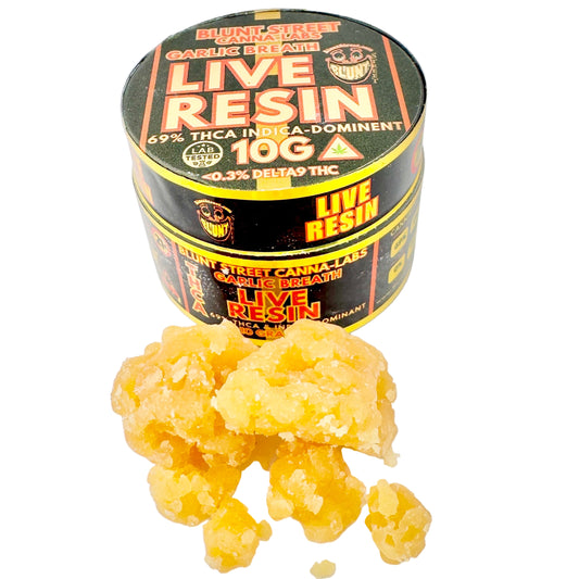 Blunt Street Canna Labs Live Resin container with yellow resin on a white background