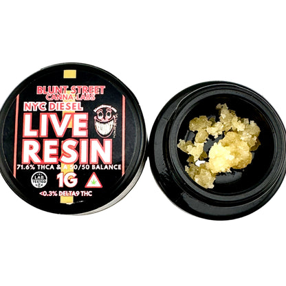 Blunt Street Canna Labs NYC Diesel Live Resin container with live resin on a white background