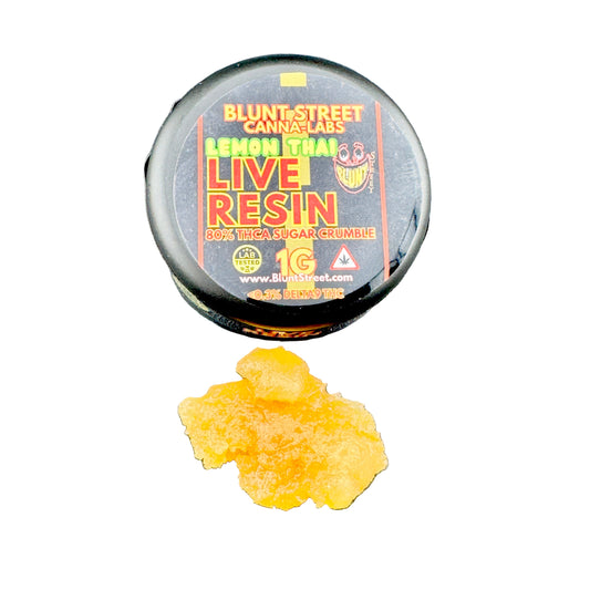 Blunt Street Cannabis Labs Lemon Thai Live Resin product on a gray background