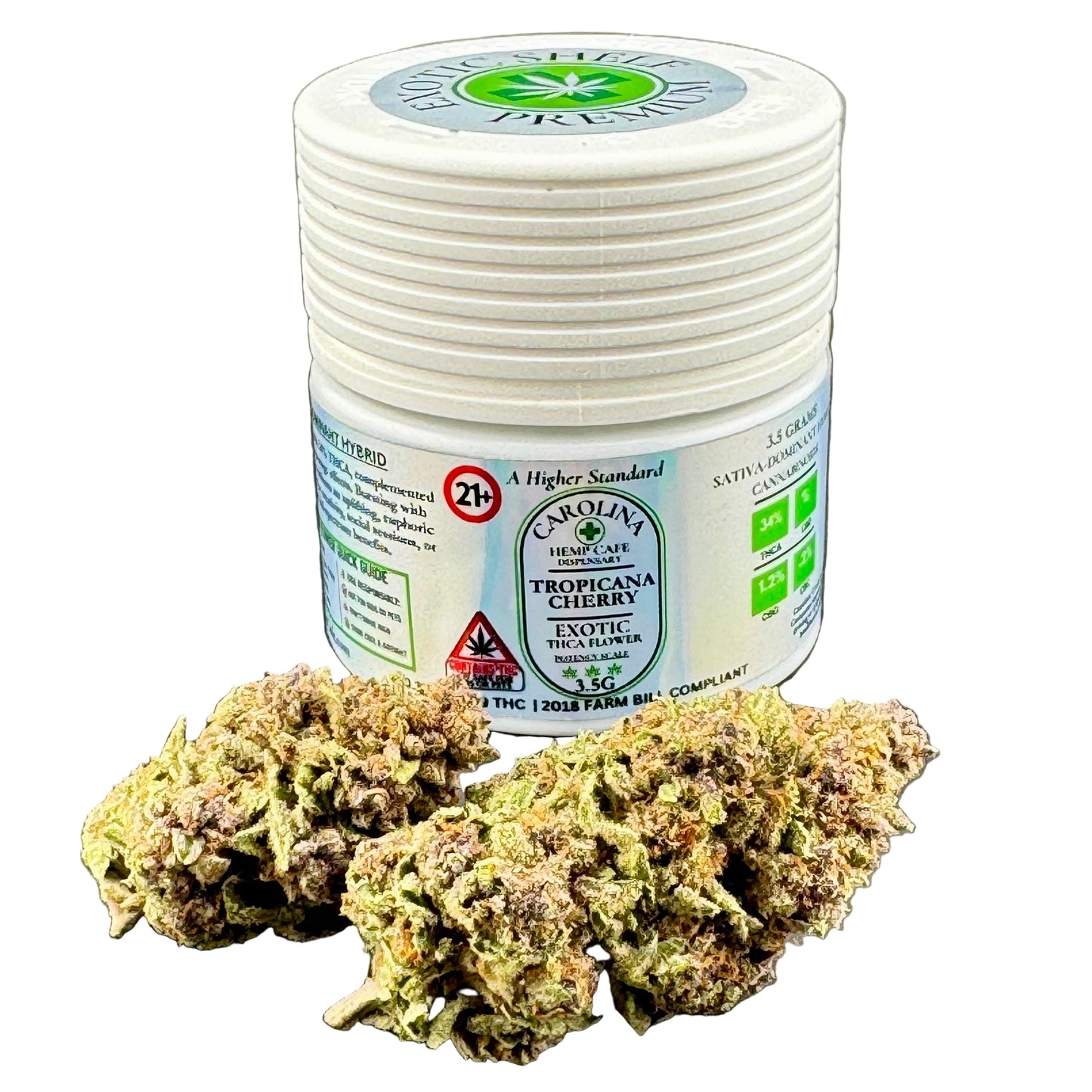 Tropicana Cherry THCA Flower – 34% THCA, 1.2% CBG, 0.2% CBC | Sativa Hybrid | Exotic Shelf Collection