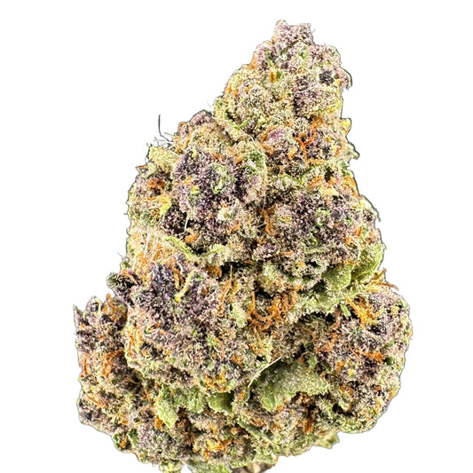 Close-up of a cannabis bud with a gray background
