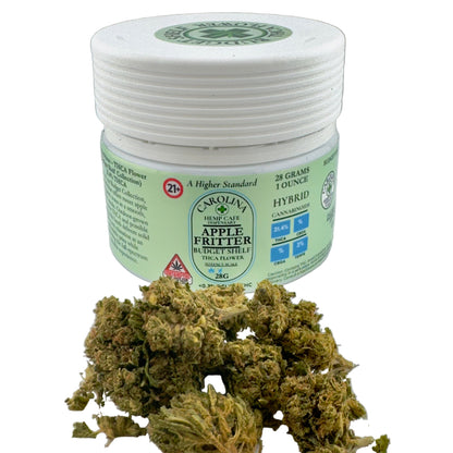 Jar of marijuana with visible branding on a white background