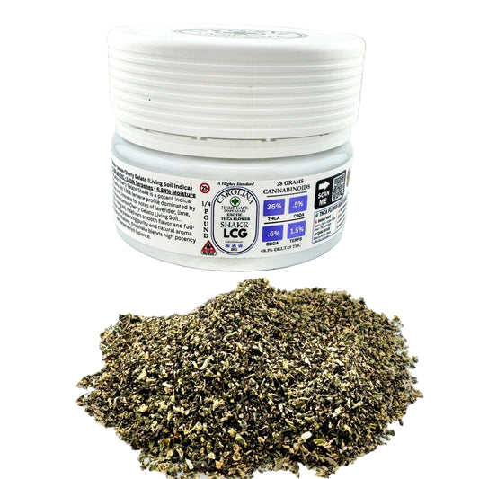 Jar of cannabis product with visible label on a white background