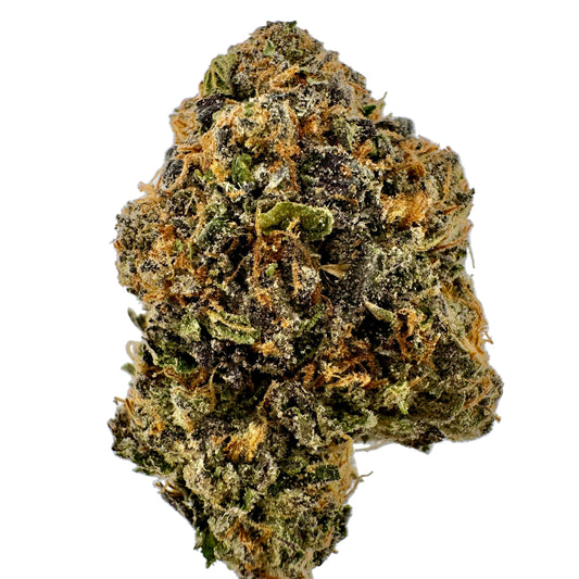 Close-up of a cannabis bud on a gray background