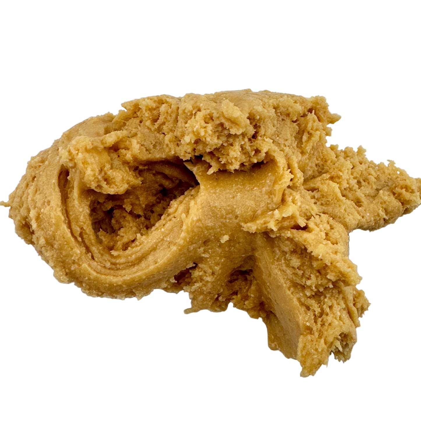 Clump of brown cookie dough on a white background
