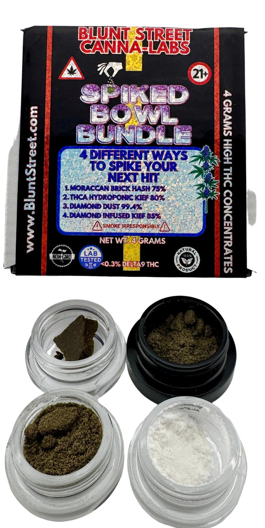 Blunt Street Canna Labs Spiked Bowl Bundle packaging with cannabis products on a white background