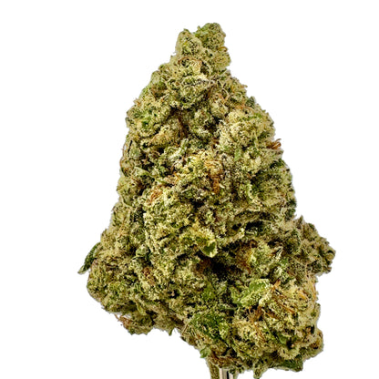 Close-up of a cannabis bud on a gray background