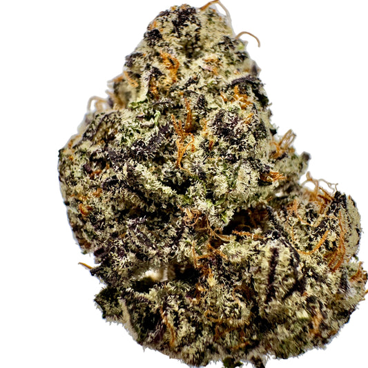 Close-up of a cannabis bud with a gray background