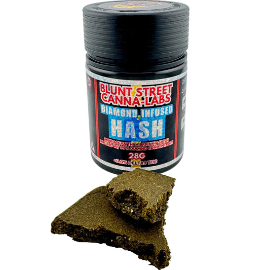Blunt Street Canna Labs diamond infused hash with packaging on a white background