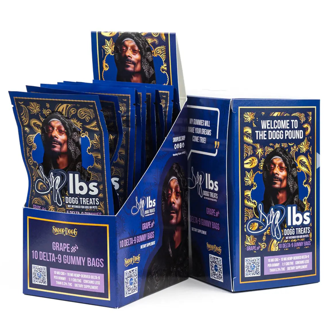 Snoop Dogg's Dogg lbs Delta 9 Dogg Treats THC - CBD Gummies, Gummy, Edible, Grape, Blue Raspberry, Cherry-Lemon Snoop Dogg