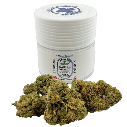 White container labeled 'Carolina Hemp' with cannabis buds on a light gray background
