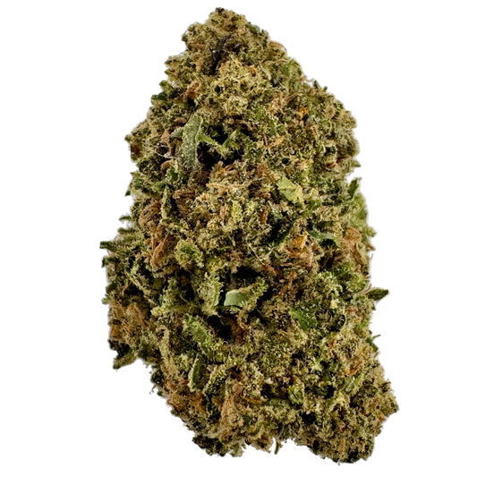 Close-up of a cannabis bud on a gray background