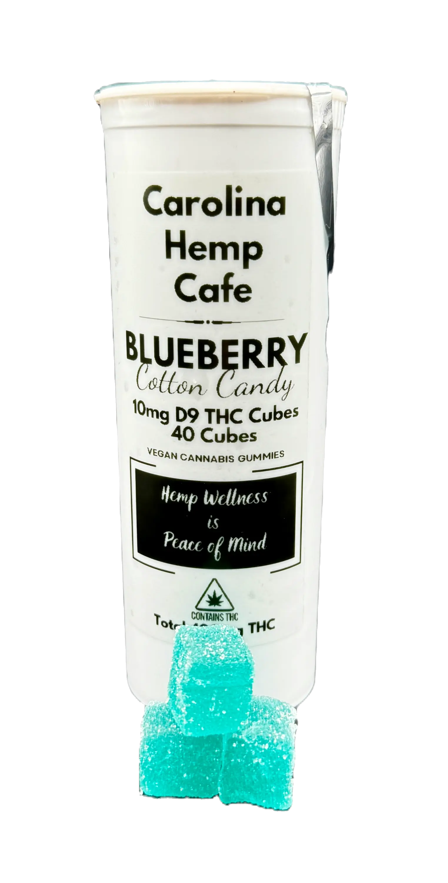 10mg Blueberry Cotton Candy Gummy by Carolina Hemp Cafe, Delta 9 THC 10mg Edibles in Childproof Packaging! Gummies Carolina Hemp Cafe