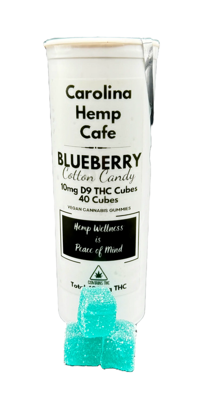 10mg Blueberry Cotton Candy Gummy by Carolina Hemp Cafe, Delta 9 THC 10mg Edibles in Childproof Packaging! Gummies Carolina Hemp Cafe