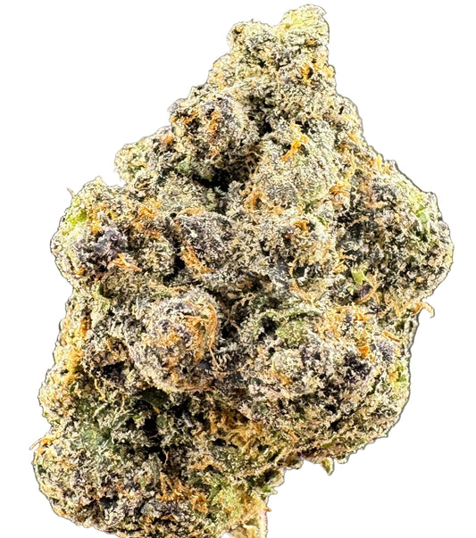Close-up of a cannabis bud on a gray background