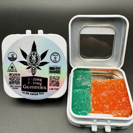 45MG Mix Dank Sinatra Gummy Pack: 2 - 10mg Blueberry Cotton Candy & 1 - 25mg Tropical Smoothie Mondo Edible, Hank Sinatra Band's House Gummies Dank Sinatra