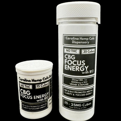 CBG FOCUS ENERGY with MELATONIN, 25mg CBG with 2.5mg of Melatonin, Daytime Gummy, Energy Edible Carolina Hemp Cafe