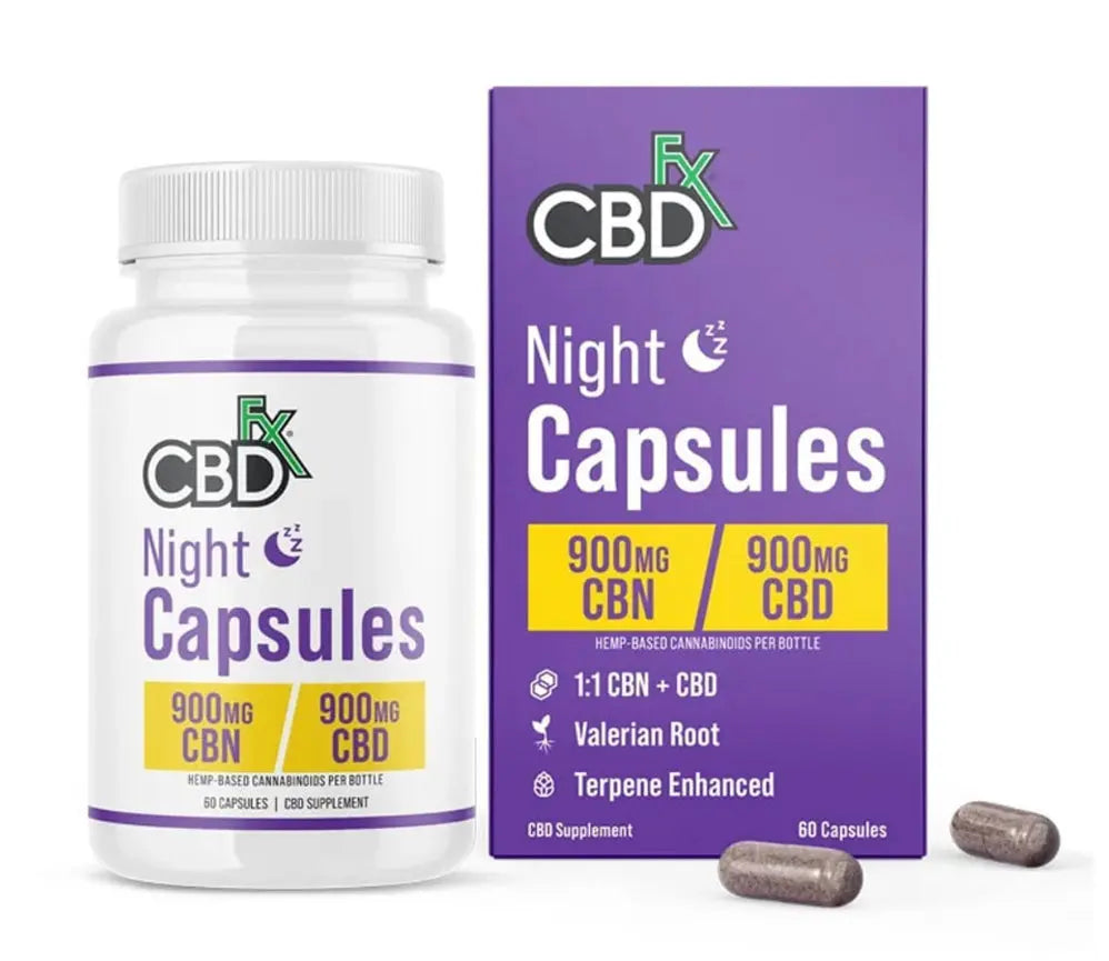 900MG Broad Spectrum Morning & Night Formula CBN / CBD Capsules - 60ct By CBDfx Product vendor Sleep Aide  Carolina Hemp Cafe