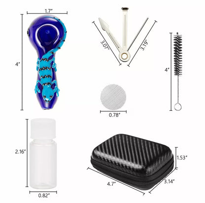 Glass Pipe: 4" Glow Lizard with Case & Cleaning Kit