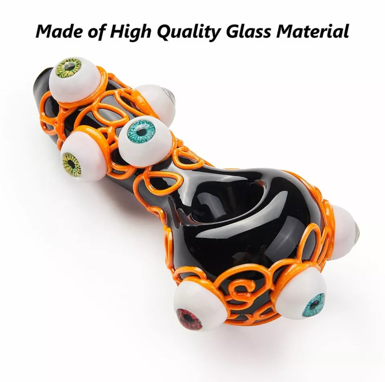 Glass Pipe: 4" Eyeballs Glass Handmade Pipe with Case & Cleaning Kit