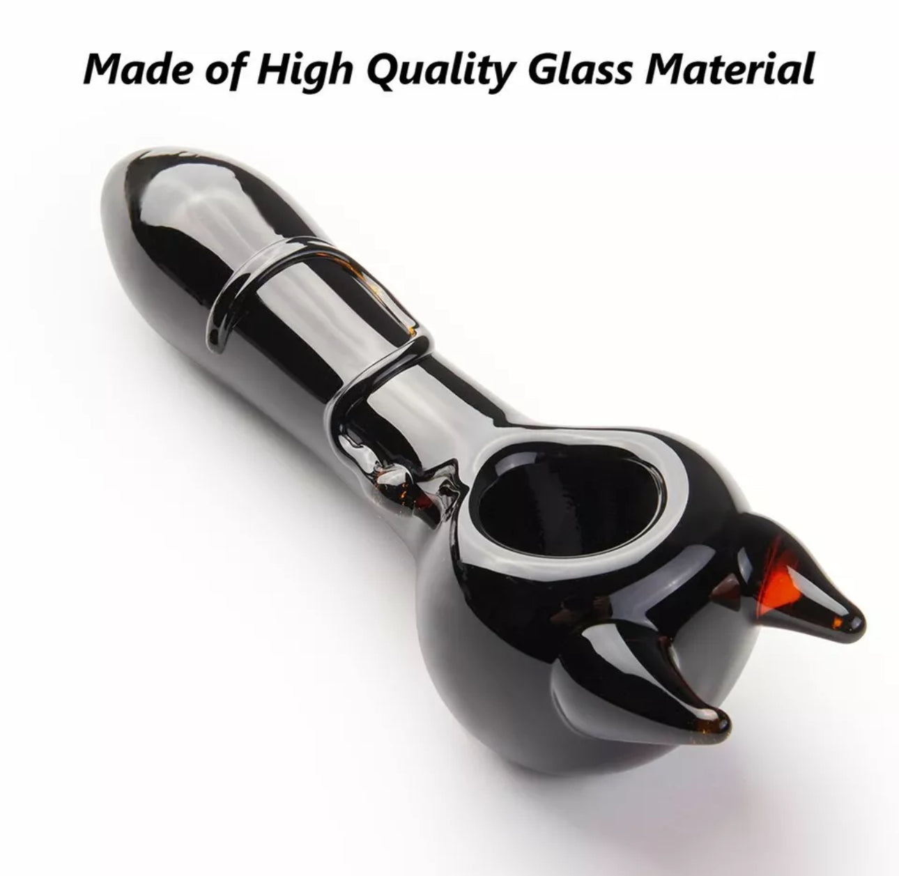 Glass Pipe: 4" Devil Horns Glass Handmade Pipe with Case & Cleaning Kit