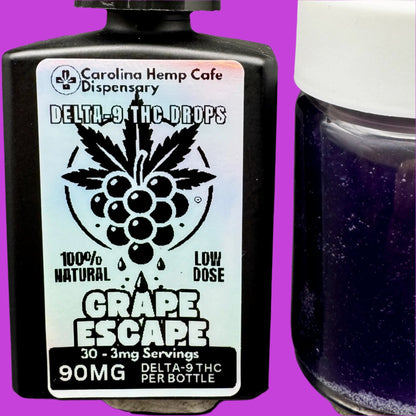 THC Drops - Grape Escape: Full Spectrum Low Dose, 3mg Delta-9 THC per Serving, 90mg Total