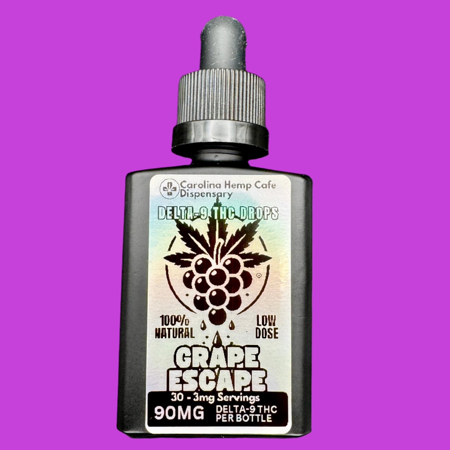 THC Drops - Grape Escape: Full Spectrum Low Dose, 3mg Delta-9 THC per Serving, 90mg Total