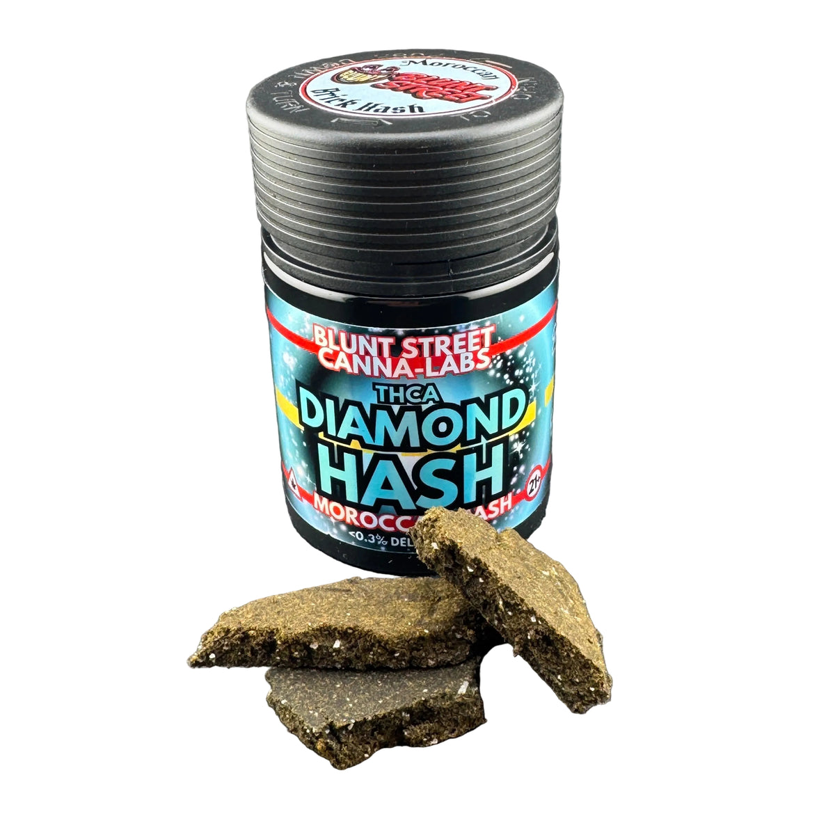 Diamond-Infused 87% THCA Moroccan Brick Hash | 99.4% THCA Diamond Infused