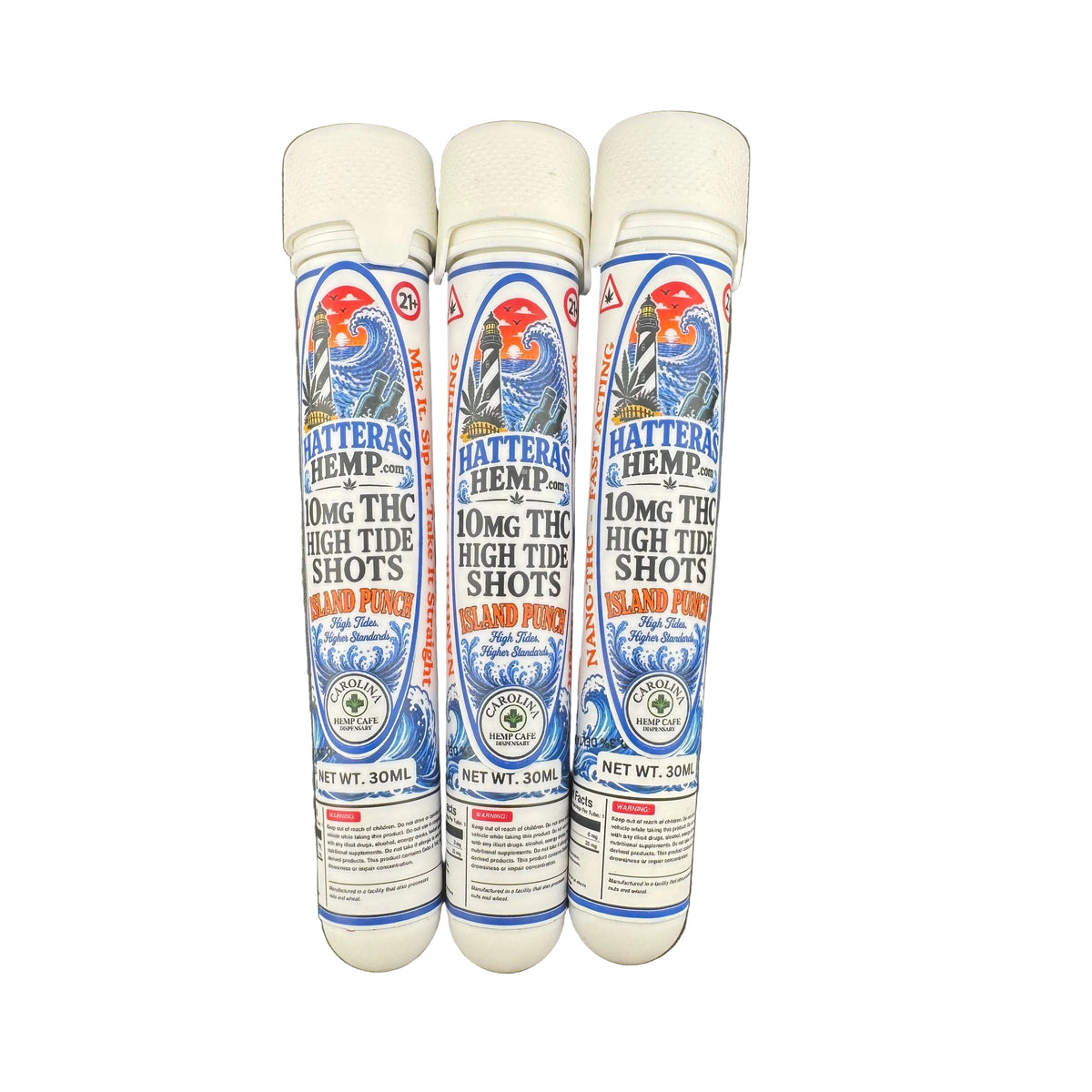 Hatteras Hemp High Tide 10mg THC Shot & Cocktail Mixer | Island Punch | Child-Resistant Bottle