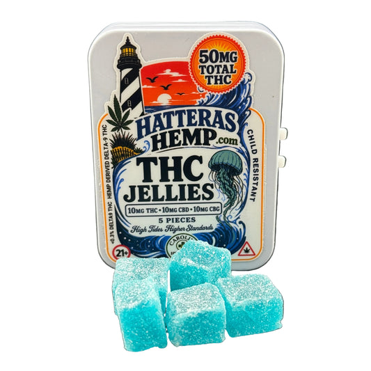 Hatteras Hemp THC Jellies | 10mg THC + 10mg CBD + 10mg CBG | Fresh Blueberry